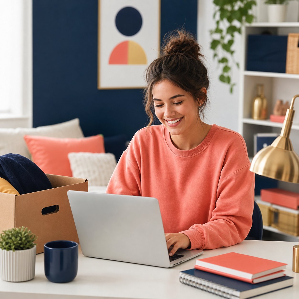 Student signing up online for a move